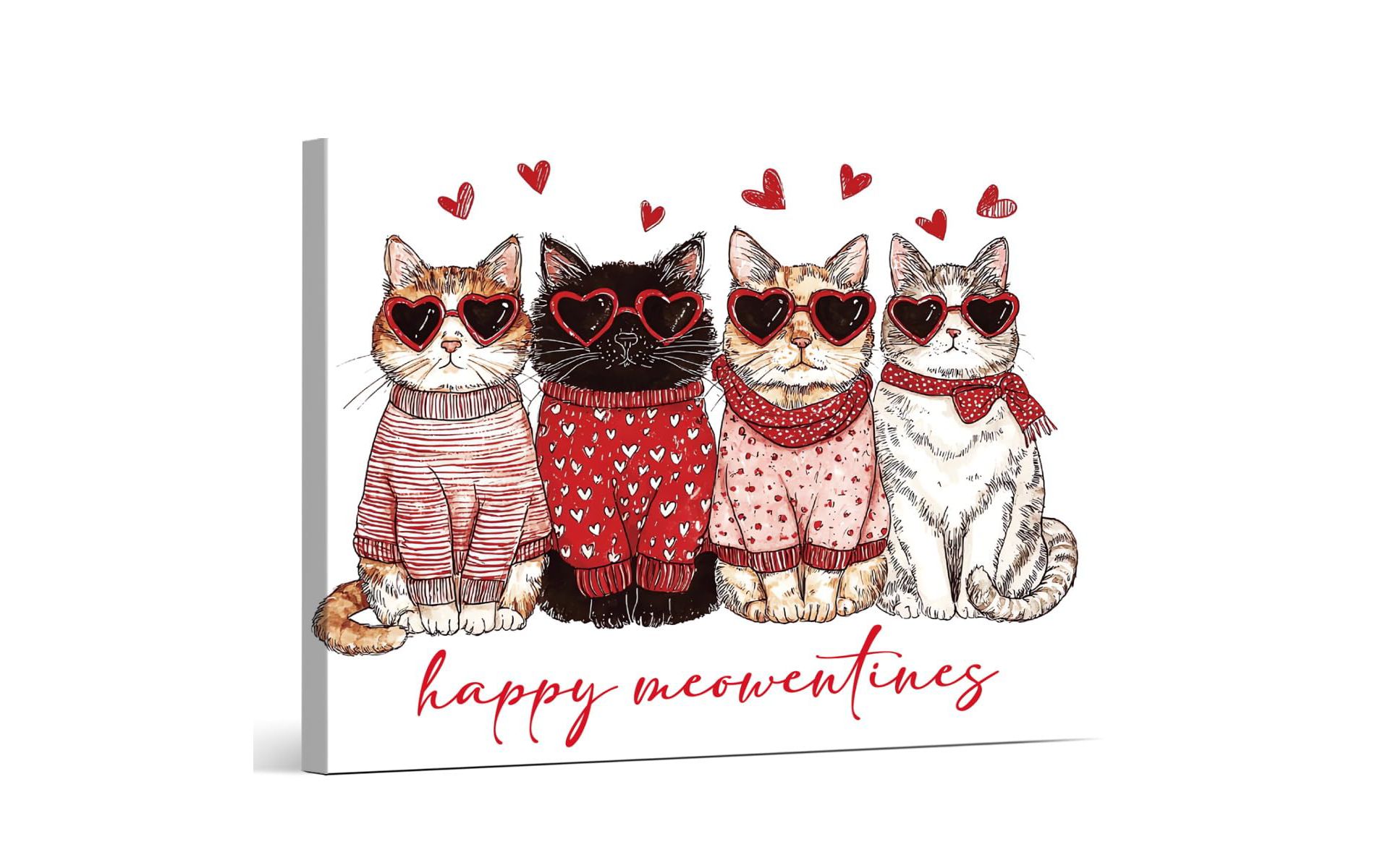 Trendy Cat Valentines Day Wall Art Print Trendy Happy Poster Artwork Cute Wall Decor for Home Living Room