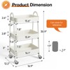 Rbied 3-Shelf Metal Small Rolling Cart Pantry Organizer Snack Organizer Storage Rack with Wheels, - 2 of 4