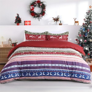 Christmas Print Duvet Cover Set - Flying Deer Welcomes Spring, Bedding, Winter Christmas Bedspread, Reversible Christmas Holiday Home Duvet Cover - 1 of 4