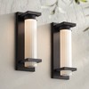 Possini Euro Design Kathleen 14" High Modern Outdoor Wall Light Fixture Mount Porch House Exterior Set of 2 LED Bulb Sand Black Metal Glass Shade - 2 of 4
