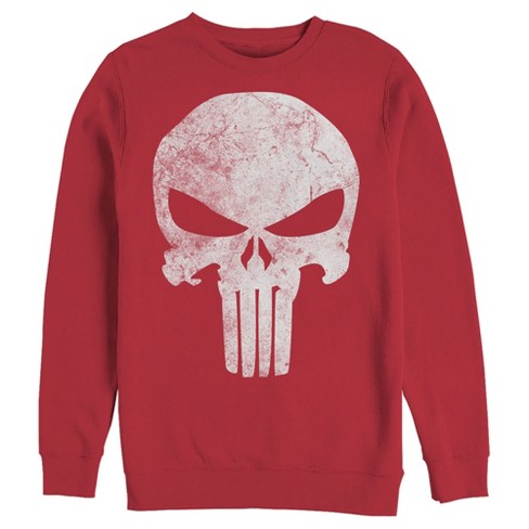 Men s Marvel Punisher Retro Skull Symbol Sweatshirt Red X Large