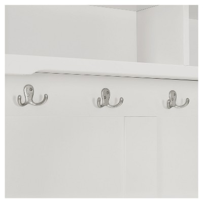 White Hall Tree with Storage Bench and Hooks