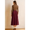 Women's Wool Blend A-Line Long Skirt with Wide Elastic Waistband & Flow Pleats Burgundy - 4 of 4