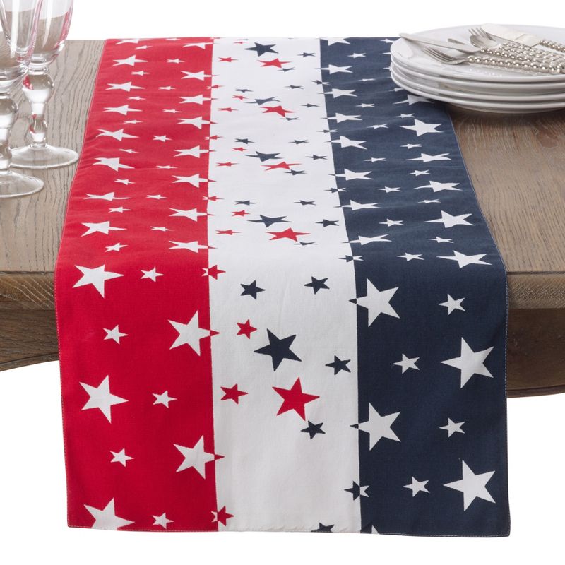 Saro Lifestyle Cotton Table Runner With Star Spangled Design, 1 of 4