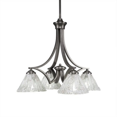 Toltec Lighting Zilo 4 - Light Chandelier in  Graphite with 7" Italian Ice Shade