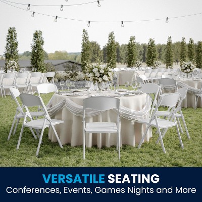 Hercules Heavy Duty White Plastic Folding Chair 2-Pack