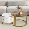NicBex Set of 2 Tempered Glass Coffee Table Center Nesting Tables with Drawers for Living Room - 4 of 4