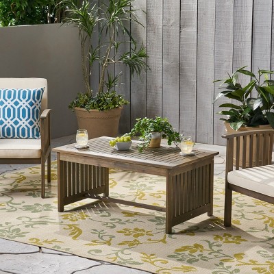 Outdoor Acacia Wood Coffee Table,Rectangular Slatted Patio Table for Deck,Porch,or Backyard Seating Area–Maison Boucle