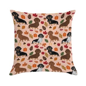 Dachshund Autumn Leaves Pillow Covers 18x18 Decorative Throw Pillows Soft Square Cushion Covers for Couch Sofa Bedroom - 1 of 1