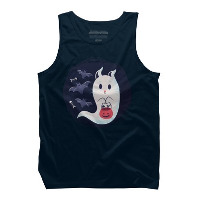 Men's Design By Humans halloween ghost cat By ArtStyleAlice Tank Top