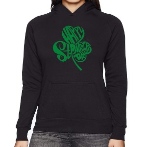 LA Pop Art Women's Word Art Hooded Sweatshirt - St. Patrick's Day Shamrock - 1 of 4