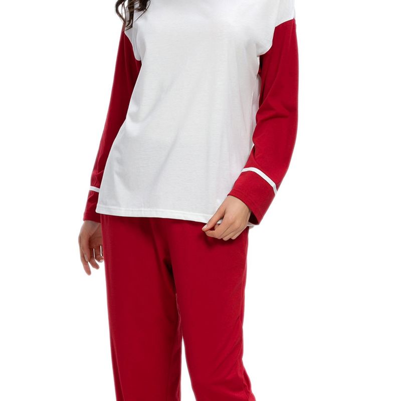cheibear Womens Sleepwear Round Neck Nightwear with Pants Pajama Lounge Set, 5 of 6