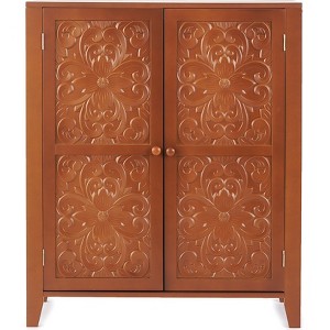 The Lakeside Collection Carved Storage Cabinet - Vintage Deco Style Entryway Furniture - 1 of 4