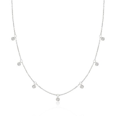 Pure Collection by Ross-Simons 0.25 ct. t.w. Bezel-Set Diamond Dangle Necklace in Sterling Silver