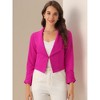 INSPIRE CHIC Women's Regular Fit Notched Lapel Ruched Sleeve Business Crop Blazer - 2 of 4