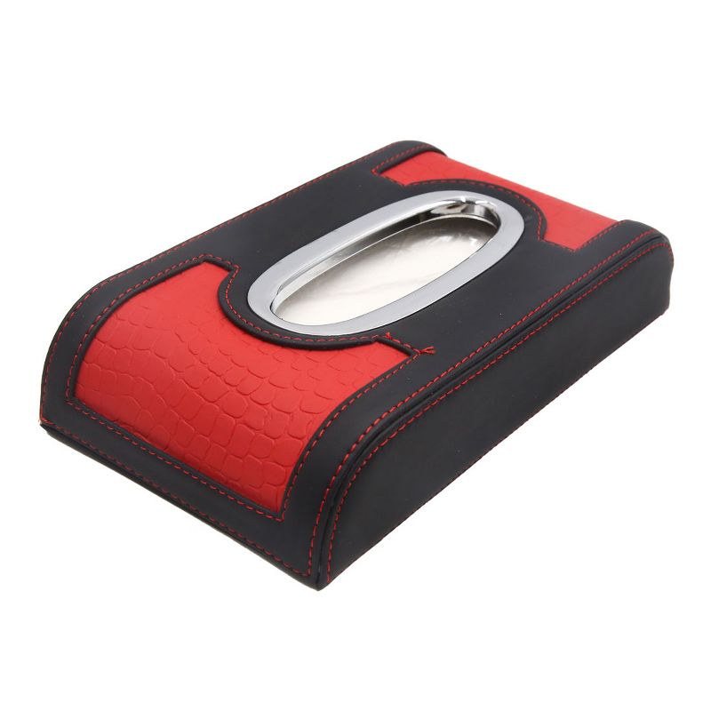 Unique Bargains Faux Leather Tissue Box Cover Napkin Paper Holder Case for Car Home Black Red, 2 of 4
