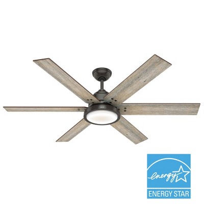 Hunter Fans 60" Warrant Ceiling Fan Noble Bronze with Light Kit and Barnwood Blades - Energy Efficient and Whisper-Quiet