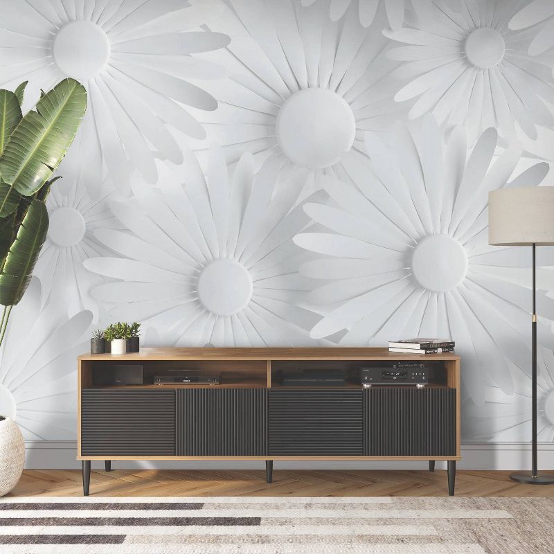 Modern Daisy Peel and Stick Wallpaper Mural Gray - RoomMates, 4 of 7