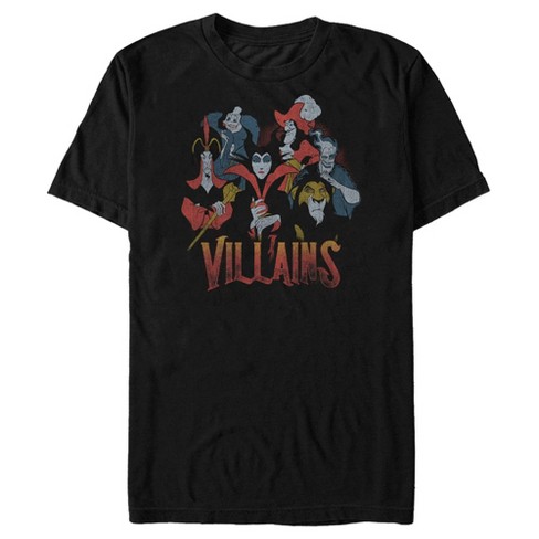 Men's Disney Evil Vintage Character Collage T-Shirt - Black - 3X Large