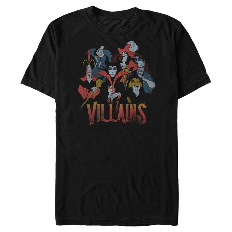 Men's Disney Evil Vintage Character Collage T-Shirt, 1 of 4
