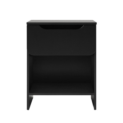 NicBex 15.6 inch Wide Nightstand with 1 Drawer,Side Table with Open Shelf and Free Handle,Bedside Table for Bedroom,Living Room,Black/Dark Gray