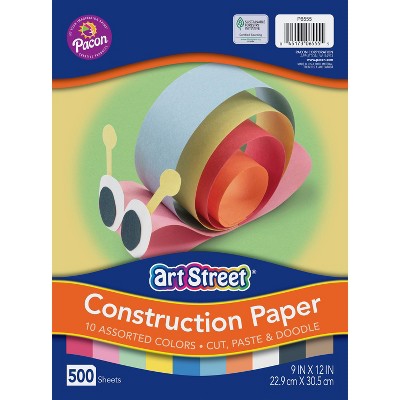 Pacon Lightweight Construction Paper, 9 x 12 Inch, 50 lb, Assorted Colors, pk of 500