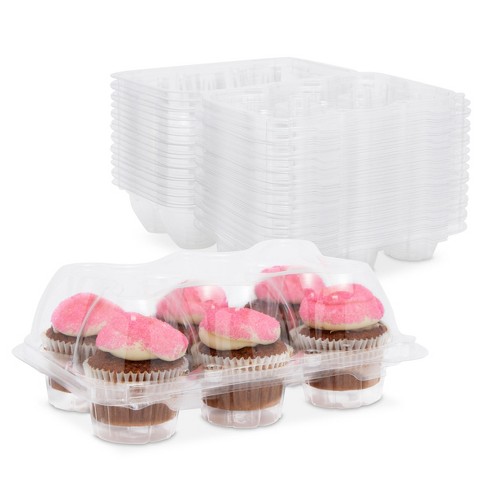 Dessert Pink Plastic Cake Carrier Airtight Container For Cake Cupcakes 