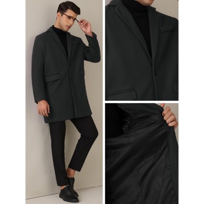 Lars Amadeus Men's Notched Collar Single Breasted Winter Trench Coats Black Medium — фото 4