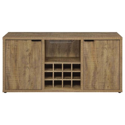 Rustic Brown Mango Wood Sideboard with Wine Storage