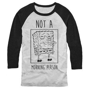 Men's SpongeBob SquarePants Not a Morning Person Baseball Tee - 1 of 4