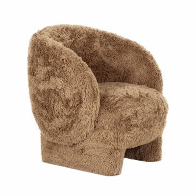 Kiki Vegan Shearling Accent Chair Taupe 28"W x 29"D x 31"H
