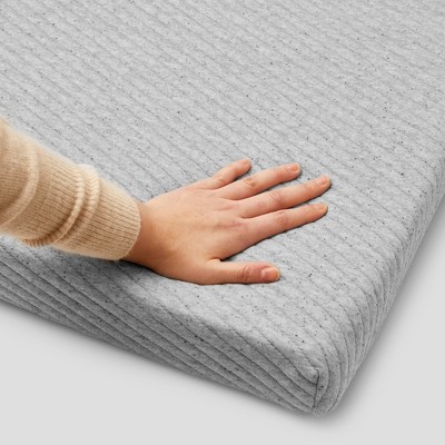 Queen Gray Foam Mattress Topper with Quilted Knit Cover