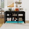 Vynxaria LED Carved Line 3-Door Storage Cabinet - Sideboard Buffet with Adjustable Shelf, Large Accent Cabinet for Living Room, Dining Room, Bedroom. - 3 of 4