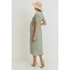 Hello Miz Women's Hi-Low Short Sleeve V Neck Maternity Wrap Dress with Belt - 3 of 4