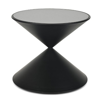 Cheung's Liora Hourglass Shaped Black Metal Table & Glass Top