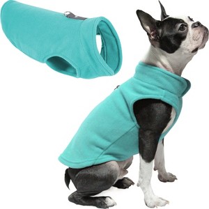 Gooby Fleece Vest, Small Dog Pullover Fleece Jacket with Leash Ring, Turquoise, Medium - 1 of 2