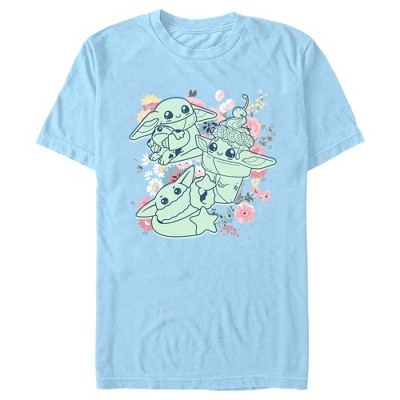 Girl's Star Wars: The Mandalorian Spring Cute Grogu Sunday Surprise T-Shirt  - Tahiti Blue - Large