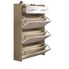 TIRAMISUBEST 1250 White +Oak Color shoe cabinet with 3 doors 2 drawers,large space for storage - 3 of 4