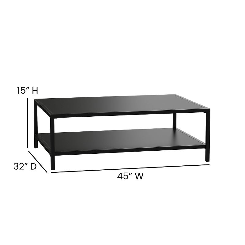 Flash Furniture Brock Outdoor 2 Tier Patio Coffee Table Commercial Grade Black Coffee Table for Deck, Porch, or Poolside-Steel Square Leg Frame, 4 of 10