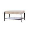 Grungis Faux Fur Storage Benches with Metal Legs and Wooden Open Shelf,Upholstered Storage Ottoman,Storage Ottoman Bench for Living Room - 4 of 4