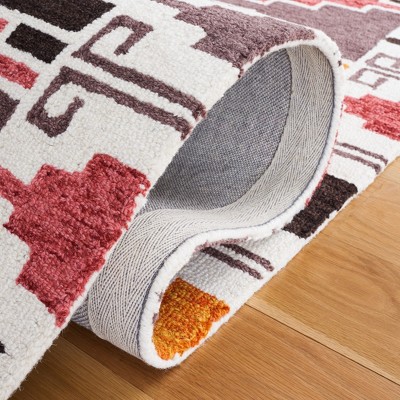 Hand-Tufted Black and Rust Wool Geometric Area Rug