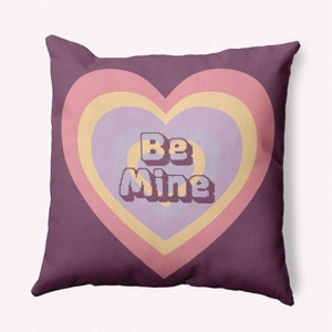 16"x16" Valentine's Day Be Mine Square Throw Pillow Muted Purple - e by design - 1 of 4