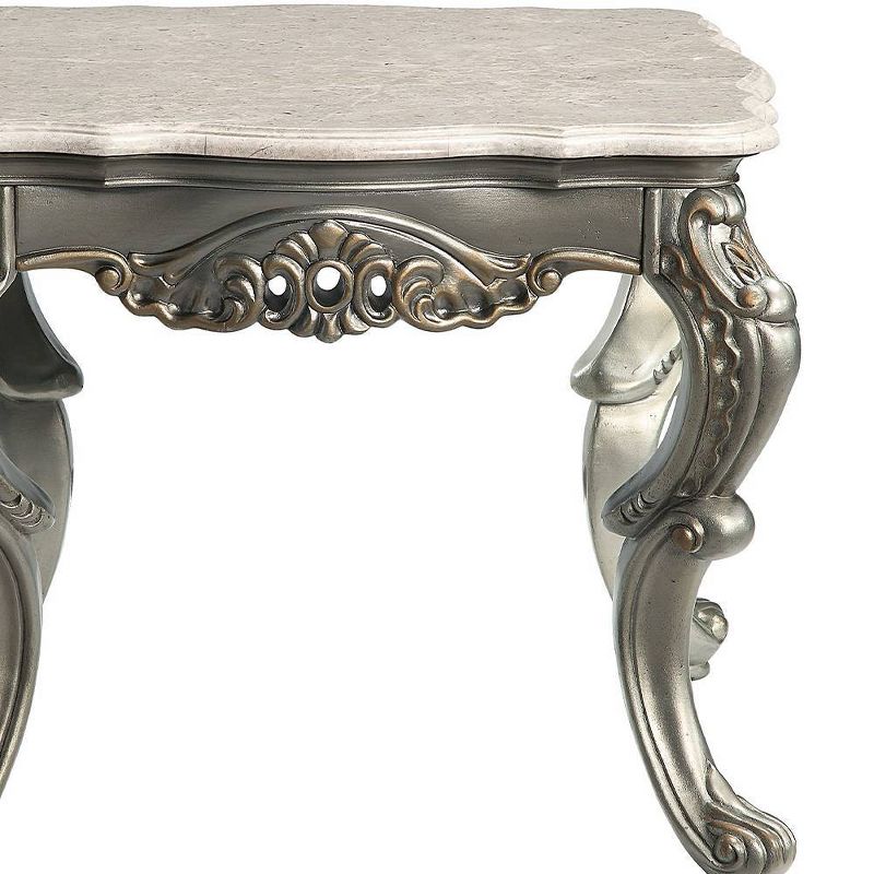 28&#34; Miliani Accent Table Natural Marble Top and Antique Bronze Finish - Acme Furniture, 3 of 9