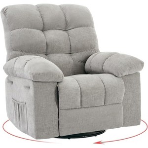 Rocking Recliner Chair with 360°Swivel,Upholstered Fabric Glider Recliner with Side Pockets,Sturdy Metal Frame,Single Sofa for Living Room - 1 of 4