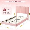 Twin Bed Frame for Girls, Twin Size Velvet Upholstered Bed Frame with Headboard, No Box Spring Needed, Wooden Slats Support, Easy Assembly - 2 of 4