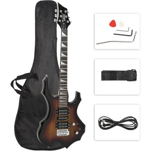 Glarry Cool Burning Fire Style Electric Guitar Christmas gift for Beginner Guitar Lover with Accessories Pack - 1 of 4