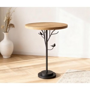 TiramisuBest Vintage Metal Round Coffee Table End Table Frost Black Accent Table Small Space Sofa Side Indoor Outdoor 15.7" Easy Assembly - 1 of 4