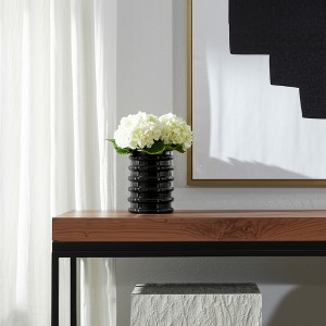 Modern Ribbed Glass Vase - Decorative Accent for Flowers & Greenery - Stylish Home Decor for Living Room, Bedroom, Office, and More - 9" Black - 1 of 4