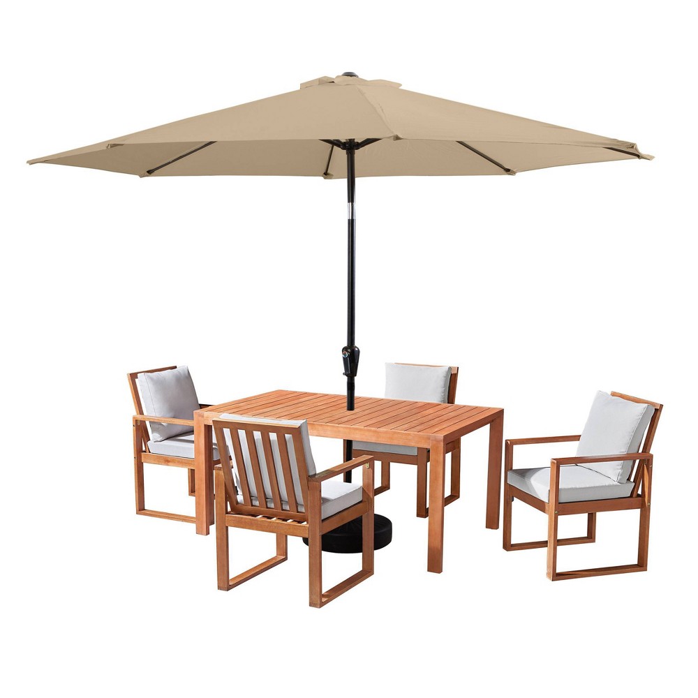 Photos - Dining Table Alaterre Furniture 6pc Outdoor Patio Dining Set, Weston Table with 10' Auto Tilt Umbrella Sand