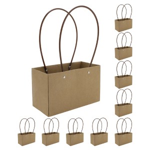 Unique Bargains Square Floral Bouquet Bag with Handle for Birthday Wedding Christmas Yellowish Brown 10 Pcs - 1 of 4